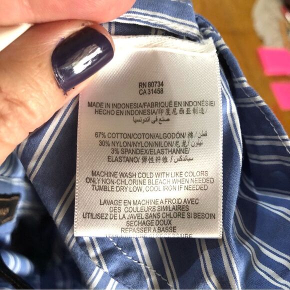 BCBGMAXAZRIA Collared Striped Ruffle Tie Back Sleeveless Shift Dress - 8 - Picture 13 of 14